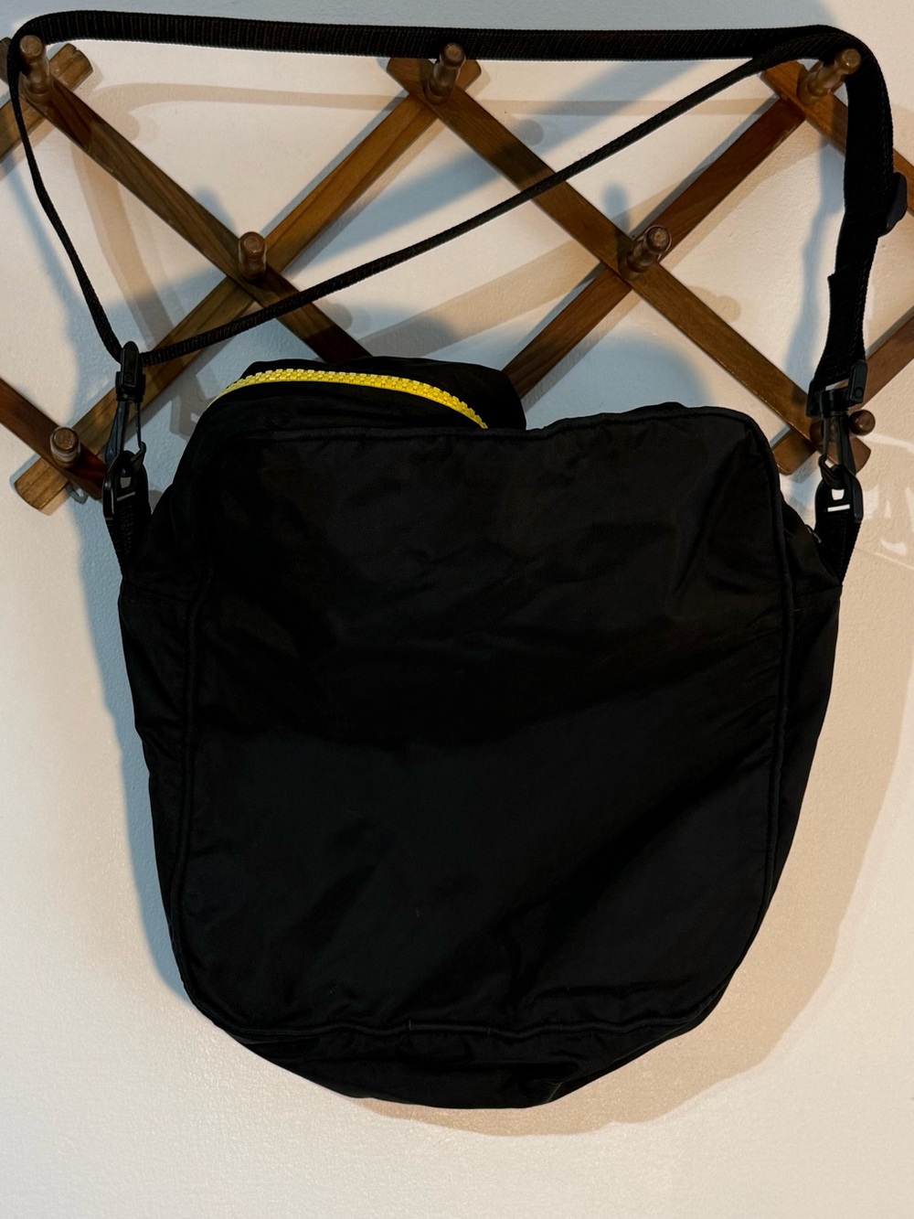 J. Crew Black Crossbody Travel Bag with Yellow Accent